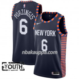 New York Knicks Kristaps Porzingis 6 2018-19 Nike City Edition Navy Pelipaidat Swingman - Lasten